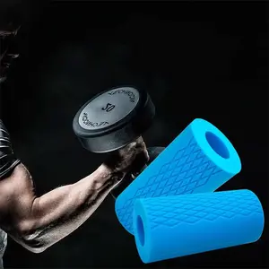 2 Counts Dumbbell and Barbell Grip Sleeves, Silicone Fitness Handle Covers, Suitable for Rough and Smooth Rods, Gym Accessories