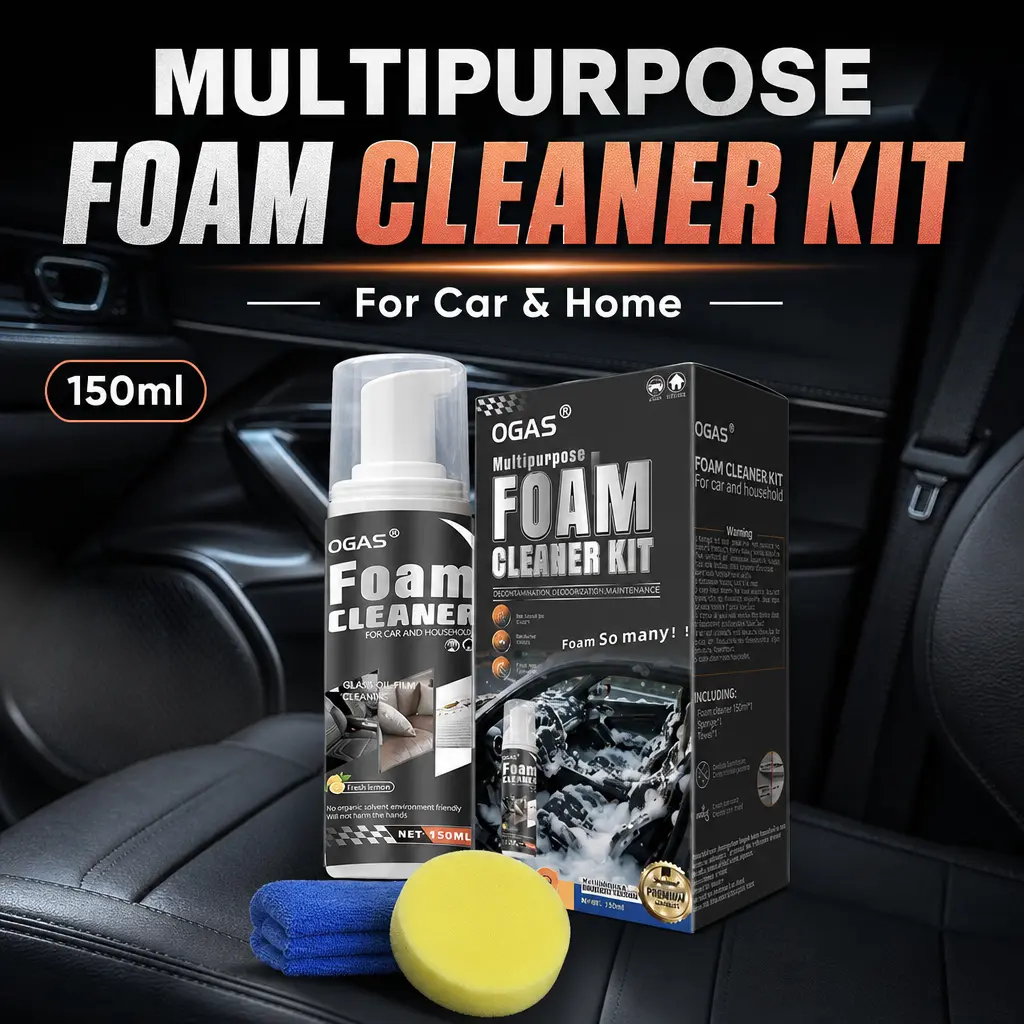 Advanced Foaming All-Purpose Cleaner Kit (150ml, Lemon Fresh) - Car Detailers' Multi-Surface Cleaner & Degreaser for Car Interiors, Kitchen - Removes Tough Stains/Grease, Eliminates Odors, Cleans Upholstery, Plastic, Vinyl, Rubber + Microfiber Towels
