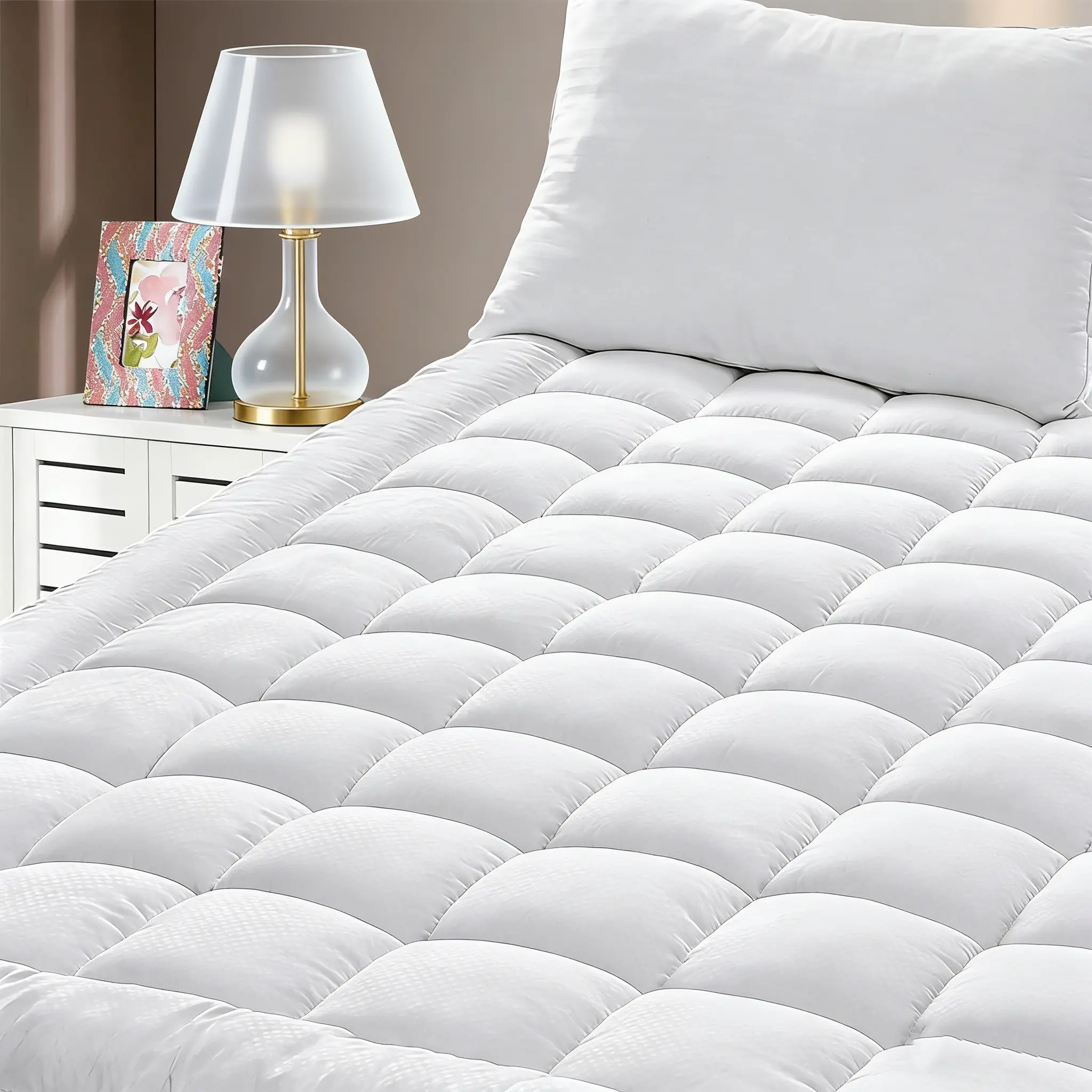 Queen Mattress Topper for Back Pain Extra Thick Cooling Pad Cover with 8-21 Inch Deep Pocket 3D Snow Down Alternative Fill500 Soft Protector for Queen Size Bed