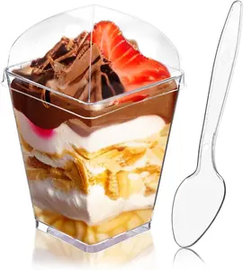 40 Pack 5oz Plastic Dessert Cups with Lids and Spoons Clear Small Yogurt Parfait Cups for Party Fruit Pudding Trifle Ice Cream 50 Pack Disposable Dinnerware Ideal for Dessert Lovers