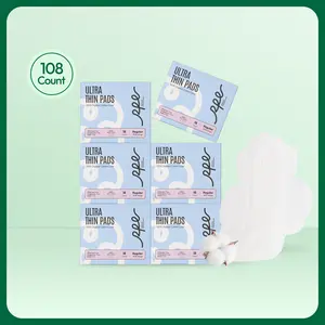 RPE Life Day Regular Pads - 100% Organic Cotton with Wings, Soft Hypoallergenic Sanitary Napkins for Daytime Use, Leak-Proof & Breathable, Eco-Friendly, 6 Box, 18 Pads per Box