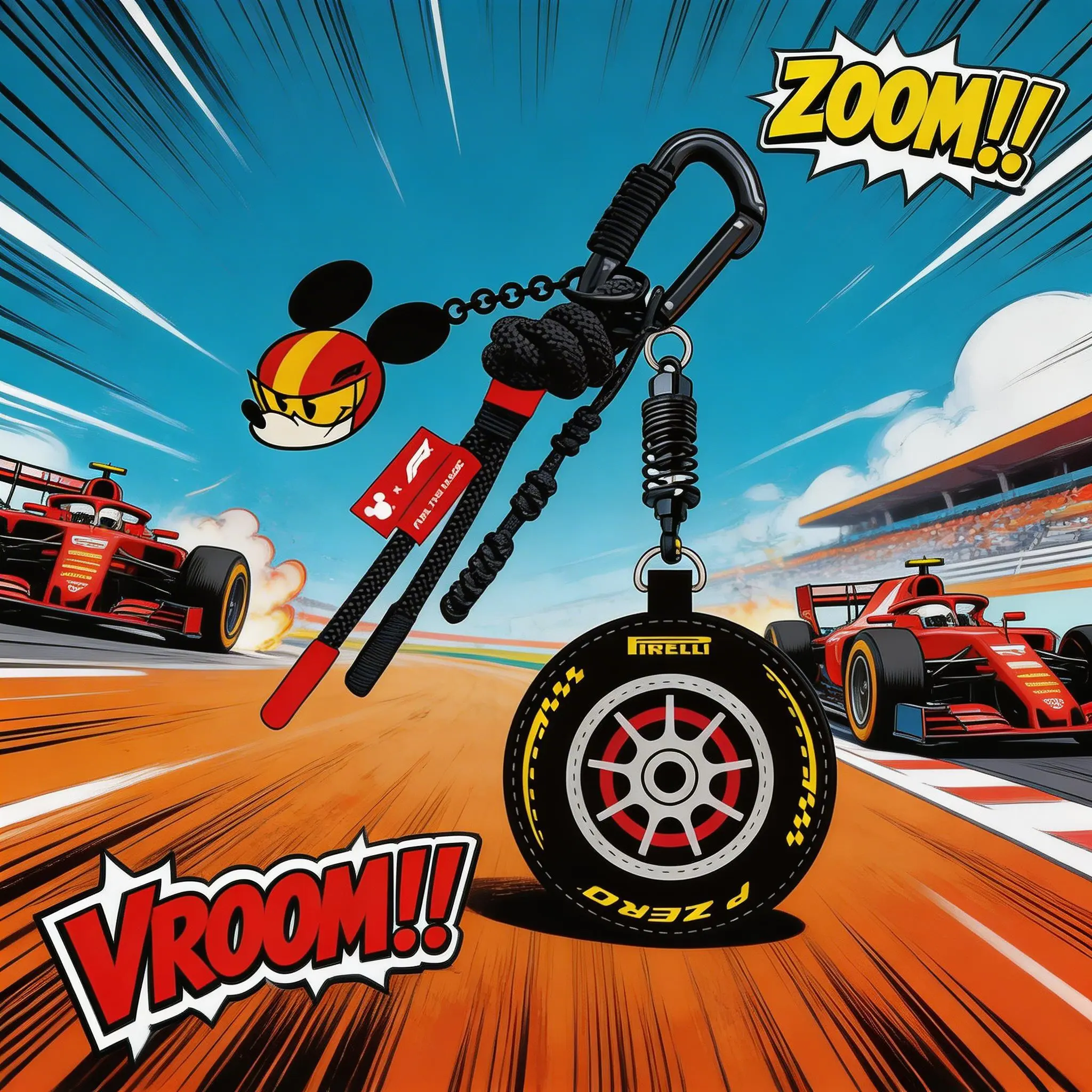 MINISO Mickey Mouse Racing F1 Series Earphone Case - Stylish Protective Cover with Premium Keychain, Unisex Design, Ideal Birthday/Holiday Gift for Mickey Fans, Protection-Focused Accessory