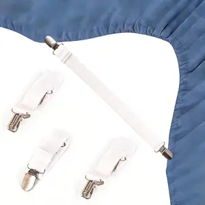 Adjustable Elastic Fitted Sheet, Anti-Slip Mattress Corner Grips, Suitable for Sheets, Sofa Cushions, and Tablecloths, 4- Set (White)