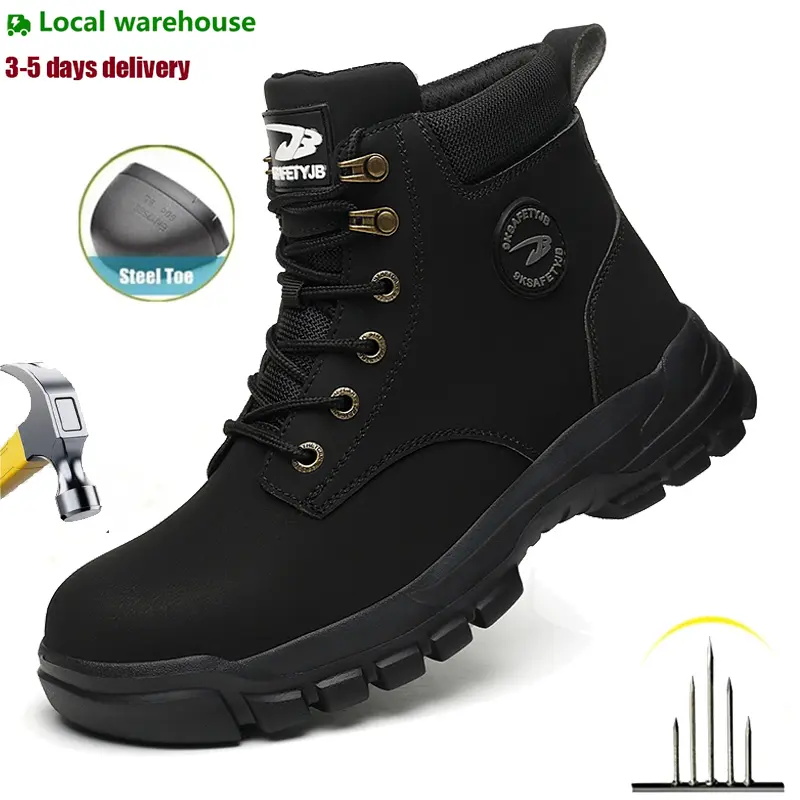 Men's Steel Toe Work Boots - Lightweight Anti-Injury, Comp Toe, Non-Slip, Puncture-Resistant Work & Safety Footwear with Protective Heel Design for Industrial, Construction Use, Anti-Injury Work & Safety Footwear