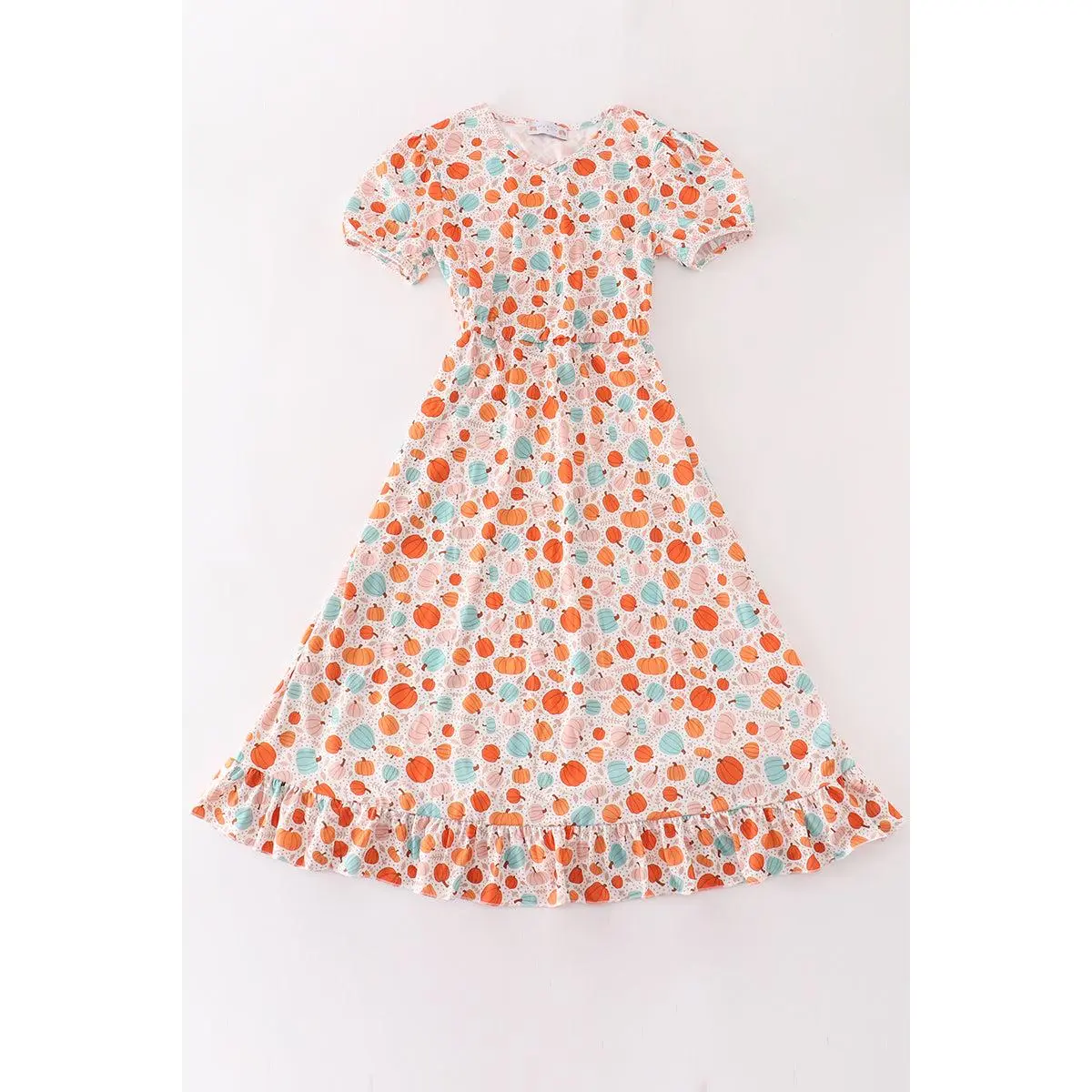 Orange Pumpkin Print Mom Dress - As Seen in the Product Information