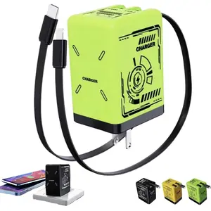 Retractable Travel Charger withDual Cables GaN Fast Charging Plug Fast Charging,120wDevice Compatibility, portable travel charger Dual Charging Modes