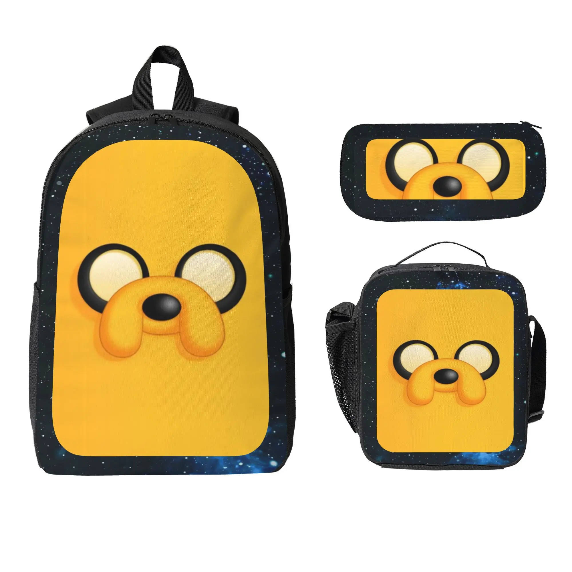 Adventure Time 3 Piece School Backpack Set for Kids, Backpack with Lunch Bag & Pencil Pouch, Durable Student Bookbag for School Boys Girls, Daily Travel and School Essentials