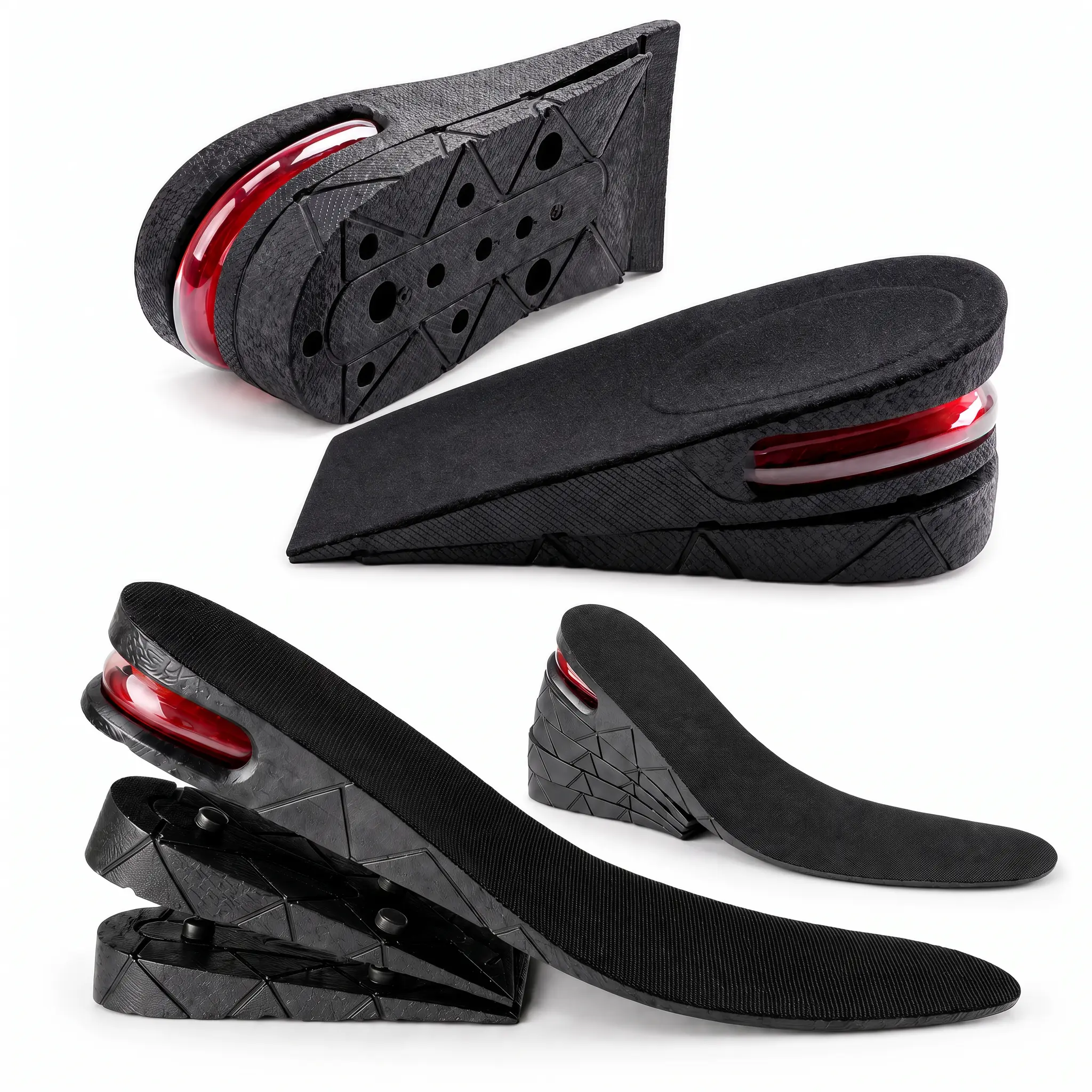 Unisex Invisible Height Increasing Insoles - Breathable 3-Layer Air Cushion Adjustable Heel Cushion Pads, Trimmable Layered 3-Layer Full Insole for Daily Wear Sneakers, Boots