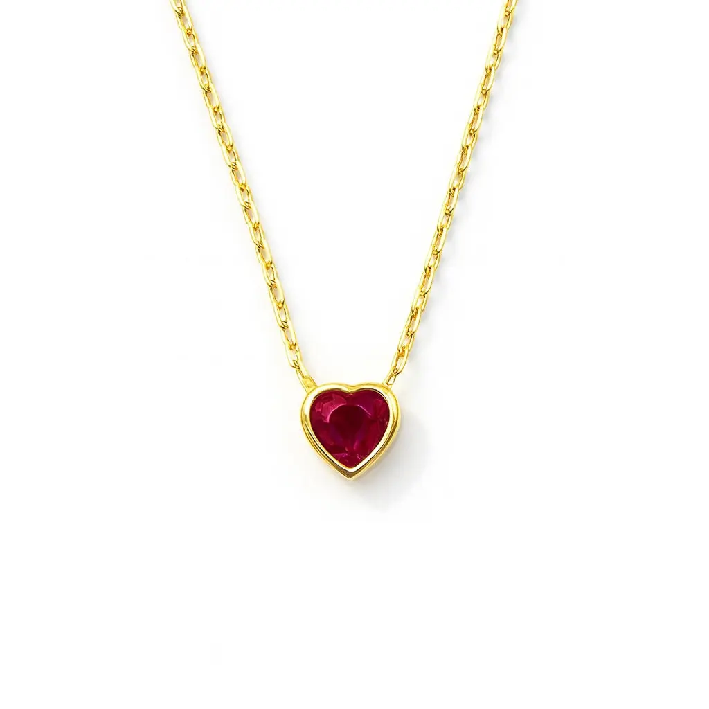 Marigold Ruby Heart Necklace | Gold Vermeil