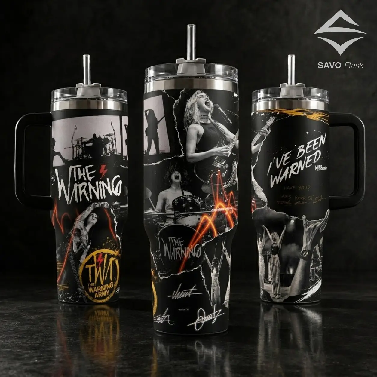 The Warning Rock Band Tumbler 20oz 40oz with Handle Merch The Warning Army TWA I've Been Warned Stainless Steel Insulated Travel Mug Music Fan Gift Rock Metal Merch Aesthetic Reusable Water Bottle Cup