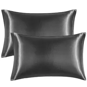 Queen Satin Pillowcases 2 Pack – Envelope Closure 20x30 Charcoal Grey Carrot-Shaped Soft Pillow Flannel Throw Blanket