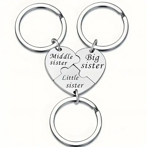 3PCS Sister Keychain Sister Gifts from Sisters Birthday Gifts from Sisters in Law Wedding Big Sisterr Gift for Girls Little Sisterr Matching Keychain Sibling Mothers Day Presents Christmas