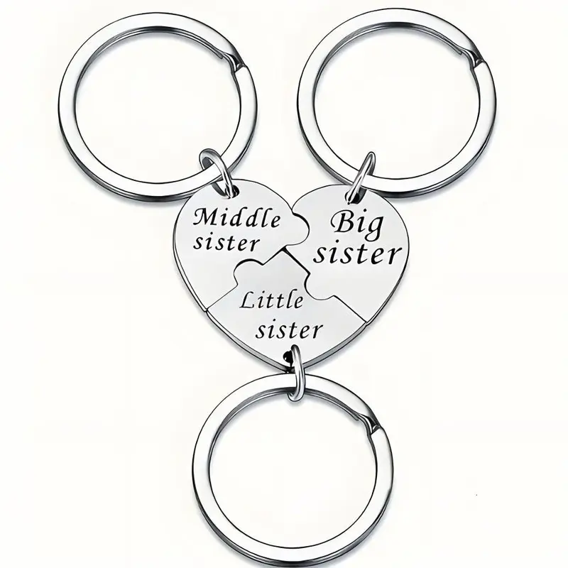 3PCS Sister Keychain Sister Gifts from Sisters Birthday Gifts from Sisters in Law Wedding Big Sisterr Gift for Girls Little Sisterr Matching Keychain Sibling Mothers Day Presents Christmas