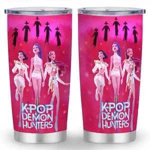 1pc Demon Hunter Anime Manga Themed Stainless Steel Water Bottle 20oz with Straw - Manga Characters (Chibi) UV Printed Tumbler, Cute Collectible Gift , Christmas Decor, Halloween Tumbler