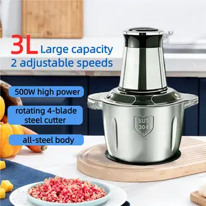 3L 2-Speed Adjustable Electric Meat Grinder, Multi-functional Food Processor for Home Use, Garlic Mincer, Baby Food Blender, Juice & Noodle Maker, Ideal for Onion, Garlic, Salad Prep, Essential Kitchen Gadget