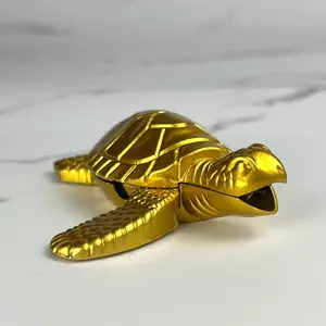 Butane Kitchen Torch (Fuel not Included) Golden Turtle Design, Gift, Windproof Torch, Adjustable Flame Size, Refillable, Torch for Cooking, Kitchen, Candles