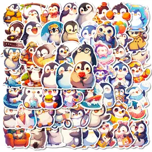 56 New Watercolor Cartoon Penguin Doodle Stickers, Sticker Decals, Suitable for Scrapbooks, Diaries, Laptops, Water Bottles, Cars, and Other Faith-based Designs—gifts with Positive Messages.