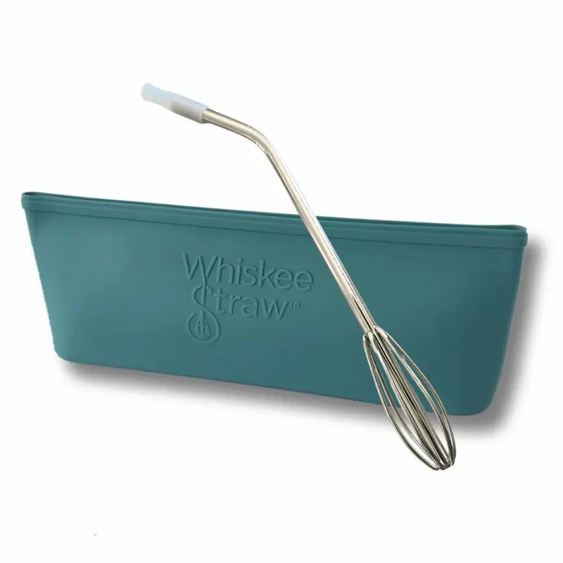 16oz BPA-Free Lightweight Whisk+Straw Combo Set of 2 with Silicone Travel Bag - WskeStraw Kitchenware Drinkware Accessory for Travel Use
