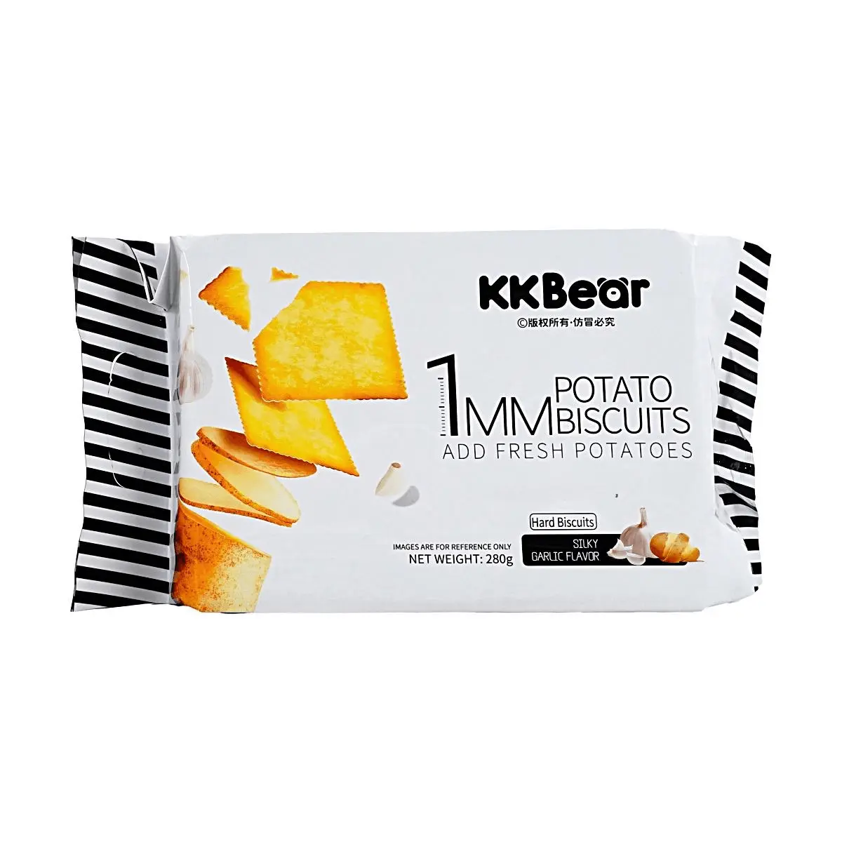 KKBEAR 1MM Potato Crisps - Garlic Flavor, Thin & Crunchy Snack (280g)