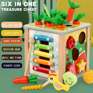 Montessori Wooden Activity Cube Set, Shape Sorter, Educational Toys for Kids Ages 3+, Fine Motor Skills Development, Perfect Gift for Boys & Girls