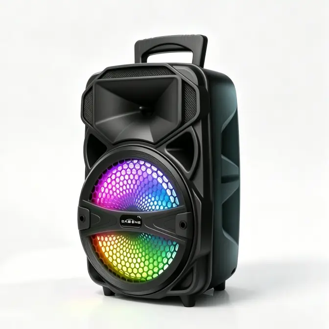 8-Inch Portable Bluetooth Speaker, Rechargeable Wireless Sound System with FM Radio, Remote, Microphone, Audio & Auxiliary Input, Multi-Input Media Player for Parties, Auxillary Input