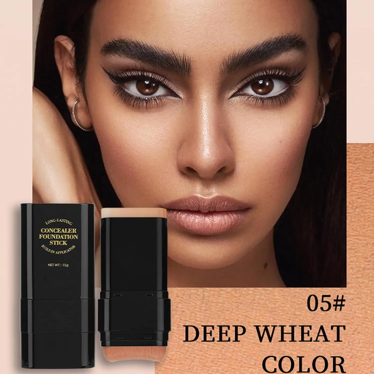 Viral Makeup Foundation Stick with Brush, Full Coverage Concealer Stick, Smooth Blend Face Makeup for Beginners
