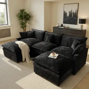 ALTRIGUS Modular U-Shaped Sectional Sofa Couches for Living Room | 108 Inch Modern Sectional Couch | Warm White Chenille Sofa with Double Ottoman for Apartment,Free Combination