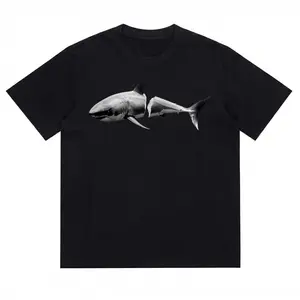 Black And White Shark Design Men's T-Shirt 180g Pure Cotton T-Shirt Men's Sport Casual Shark Pattern Summer Wear Gift For Shark Lovers And Adventure Enthusiasts