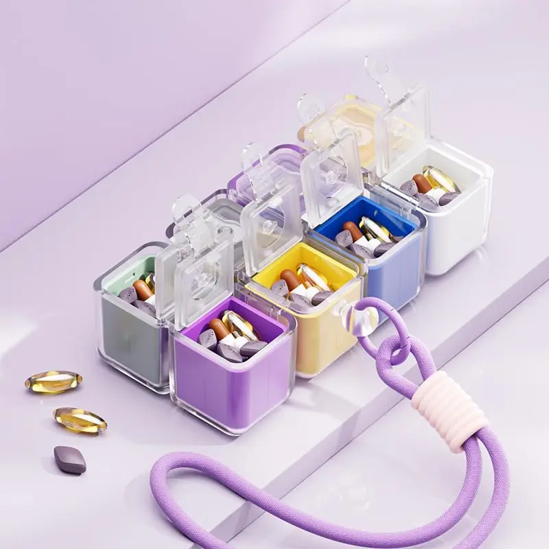 Fun Magnetic Pill Box for Kids & Adults – 8-Grid Magic Cube Shape Vitamin Holder, Food Grade Portable Travel Container with Secure Snap Closure