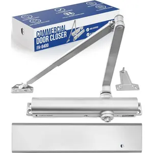 Commercial Door Closer FH-8400 Heavy Duty Adjustable Grade 1 Standard Automatic Door Closing Hinge - ADA Compliant UL & CUL UL10C Listed - Aluminium Finish - High Traffic ()