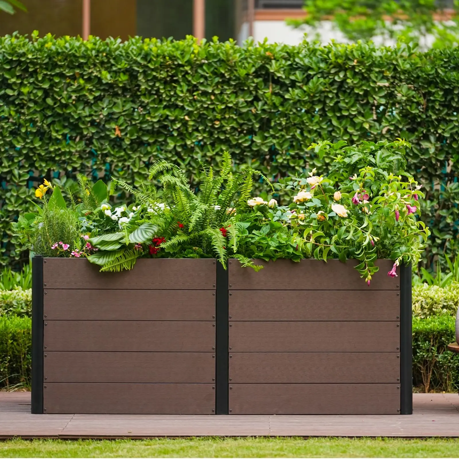 Garvee 48" x 25"x 29" Wood Look Raised Garden Bed Without Bottom, Outdoor Planter Box for Vegetables & Herbs, Durable Composite Deep Root Bed for Vegetables, Flowers in Backyard, Patio