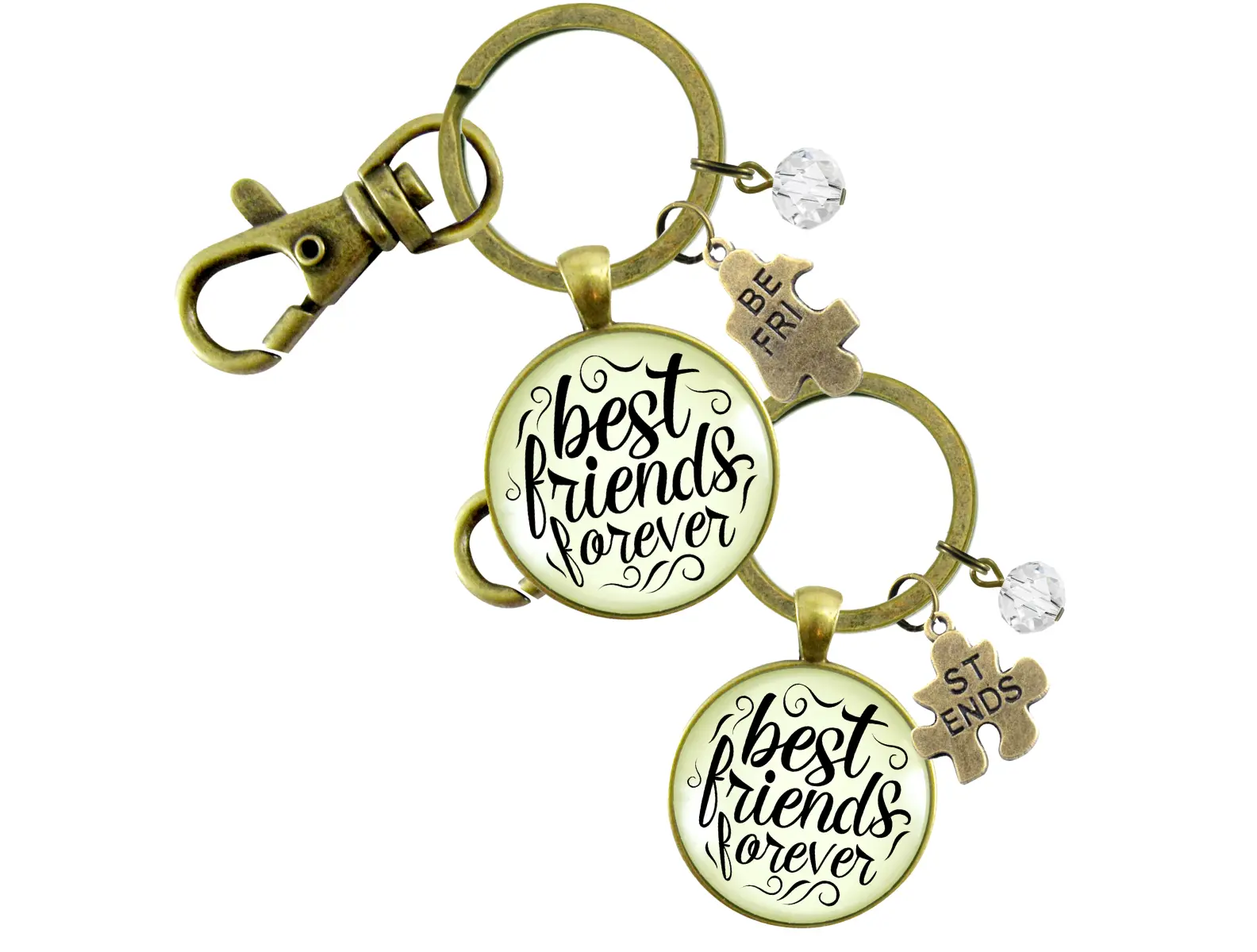 SET of 2 Best Friends Forever Keychains Bff Quote Jewelry…