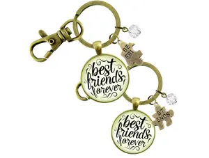 SET of 2 Best Friends Forever Keychains Bff Quote Jewelry…
