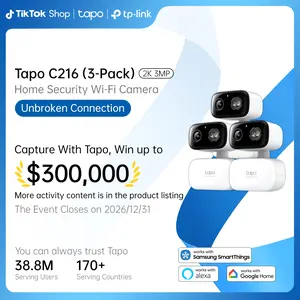 TP-Link & Tapo C216(3-pack) 2K Pan/Tilt Indoor/Outdoor Security Camera  with AI Detection, Baby Cry Detect, Motion Tracking, Color Night Vision, 360° Pan/Tilt, No Subscription, Alexa & Google Compatible