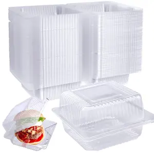50 Pcs Clear Hinged Plastic Containers with Lids,Square To Go Containers,Disposable Clamshell Takeout Tray for Dessert,Cakes,Cookies,Salads,Pasta,Sandwiches