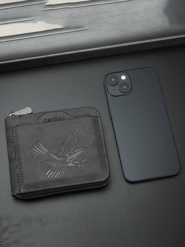 Men's Vintage Eagle-Embossed Short Wallet, Business Multi-Card Slot Wallet, Casual Trendy Wallet for Work & Daily Use, Durable Bifold Wallet