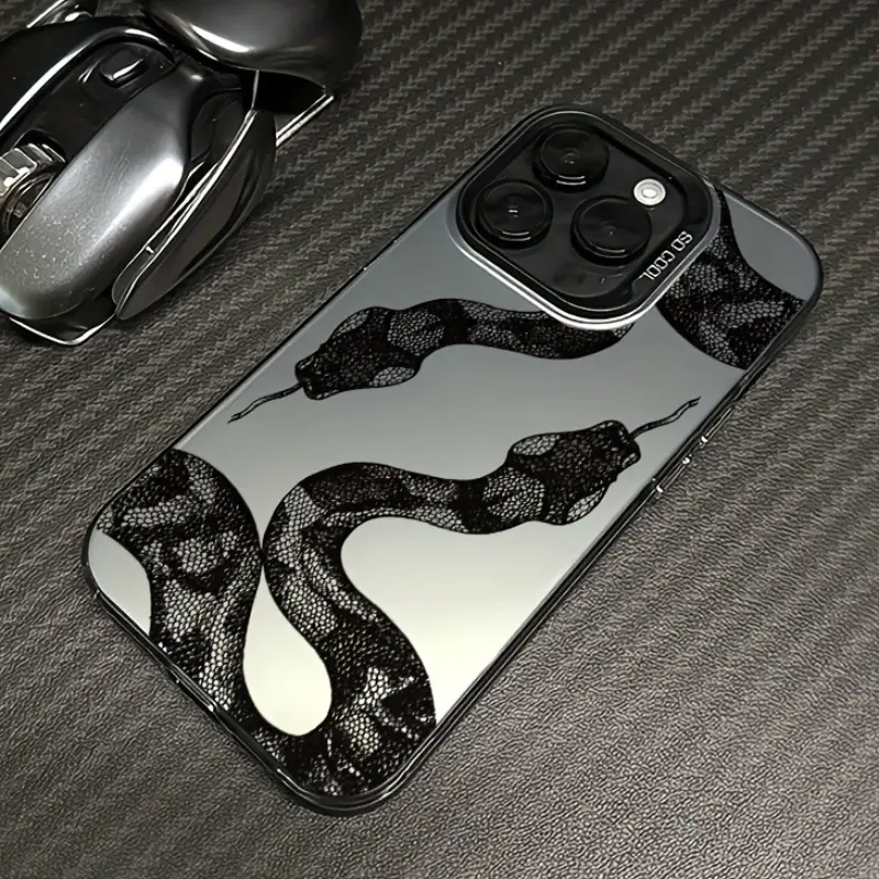 Chrome Hearts Signature Silicone Casing Cover for iPhone 17 Pro Max/16 Plus/15/14/13/12/11/Air/E - Skin-Friendly, Non-Slip Snake Skin, Military-Grade Drop-Proof, Scratch-Resistant, Ultra-Thin, Durable Smartphone Handheld Cellphone Devices Accessory, Prote
