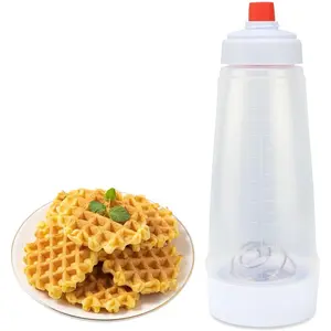 Batter Mixer and Dispenser with BlenderBall Wire Whisk, 33 Oz Silicone Squeeze Pancake Batter Dispenser and Mixer, Kitchen Pancake Shaker Batter Dispenser