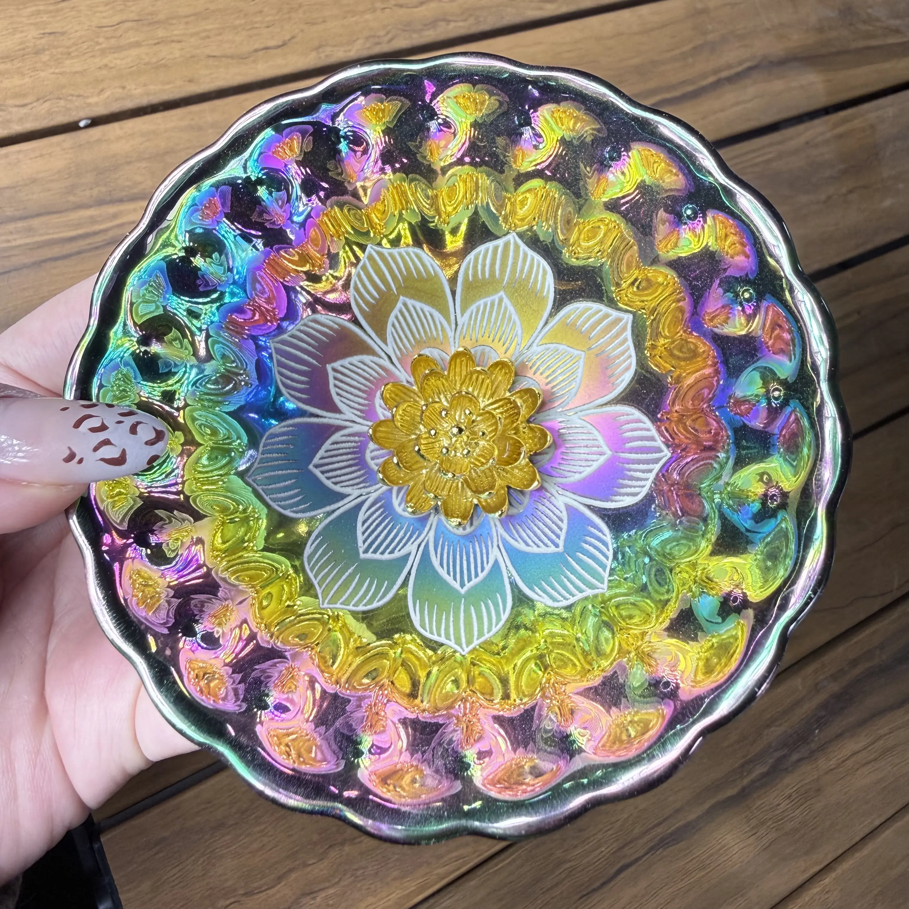 Jianzhan Luminous Tea Cup Colorful Golden Lotus Symbolizing Step-by-Step Growth