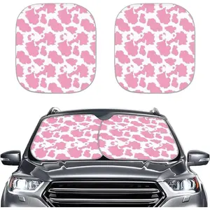 Pink Cow Print Sun Shade for Windshield Foldable Front Window Car Sun Shade Block UV Rays Sun Visor Protector for Cars Sedan Truck SUV Interior Accessories