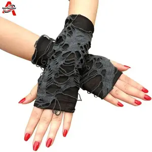 2026 New Arrival Unisex Gothic Fingerless Long Gloves - Stretchy Arm-Length Mittens for Halloween Festival Club Dance Cosplay | Black Friday Christmas
