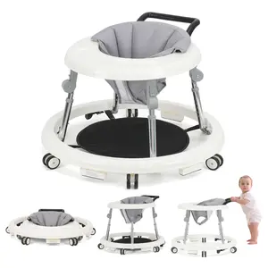 Baby Walker Foldable with 9 Adjustable Heights,Activity Center for Babies 7-18 Months, Baby Walker with Wheels Portable