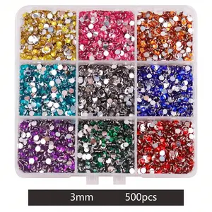 DIY 3mm Multi Color Resin Rhinestones Set in Box for Nail Art Jewelry Making Shoes Clothing and DIY Craft Decorations Kit