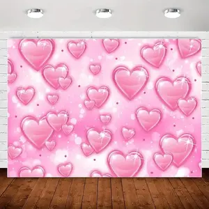 Vintage 90s Pink Heart Backdrop Tapestry - Durable Peach Light Beige Fabric, Easy to Hang with Hooks, Multi-Size Options (40x30 to 90x60 Inches) for Birthday Parties, Glamour Photoshoots, Sofa Cover & Wall Decor, room decor