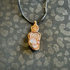 Copper Tailsman Pendant Necklace with Unique Wire Wrapped Design and Natural Stone Centerpiece for Stylish Jewelry