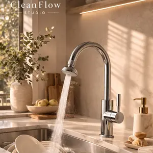 【CleanFlow Studio】Mess-Free Sink Sprayer | 360° Flexible Cleaning | Soft Stream to Strong Spray | No-Plumber DIY Install | Universal Bathroom & Kitchen Use
