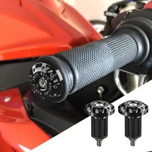 2PCS Universal Motorcycle Bar End Plug, Aluminum Alloy Handlebar Grip End Caps, 7/8" 22mm Moto Grips Ends Replacement for Kawasaki, Suzuki, Yamaha, Ducati (Black)