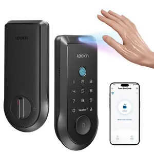 Lockin Veno Plus Pro 6-in-1 Smart Lock with Palm Vein Fingerprint Passcode Key App & Video Doorbell Camera Built-in WiFi Ultra-Long Battery IP65 Waterproof Keyless Entry for Front Door 1-Year Warranty