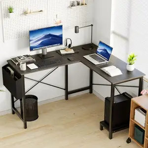 RIMIKING L-Shaped Multifunctional Desk,Spacious L-Shape Design，Sturdy Metal Frame，Water-Resistant Desktop，Four Color Options，Easy Assembly， D-L02