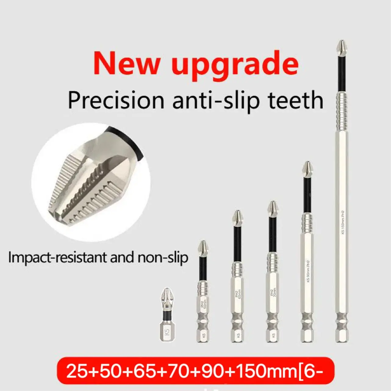 6-Pack Titanium Alloy Impact Anti-Slip Phillips Head Extra Hard Magnetic Screwdrivers (Universal)
